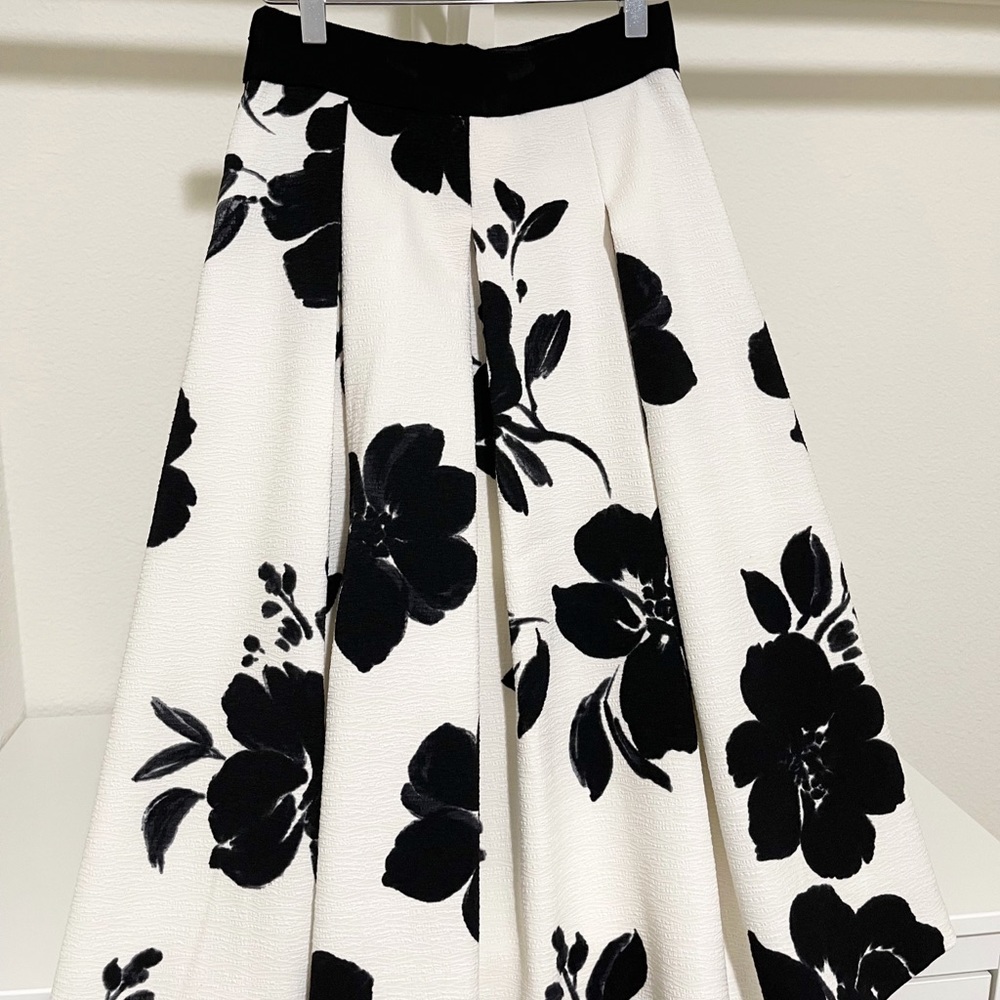 White & Black Floral Skirt